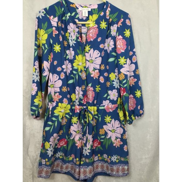 Tabitha Webb Floral Print Romper Shorts Size 4 Blue/Pink - Picture 9 of 9
